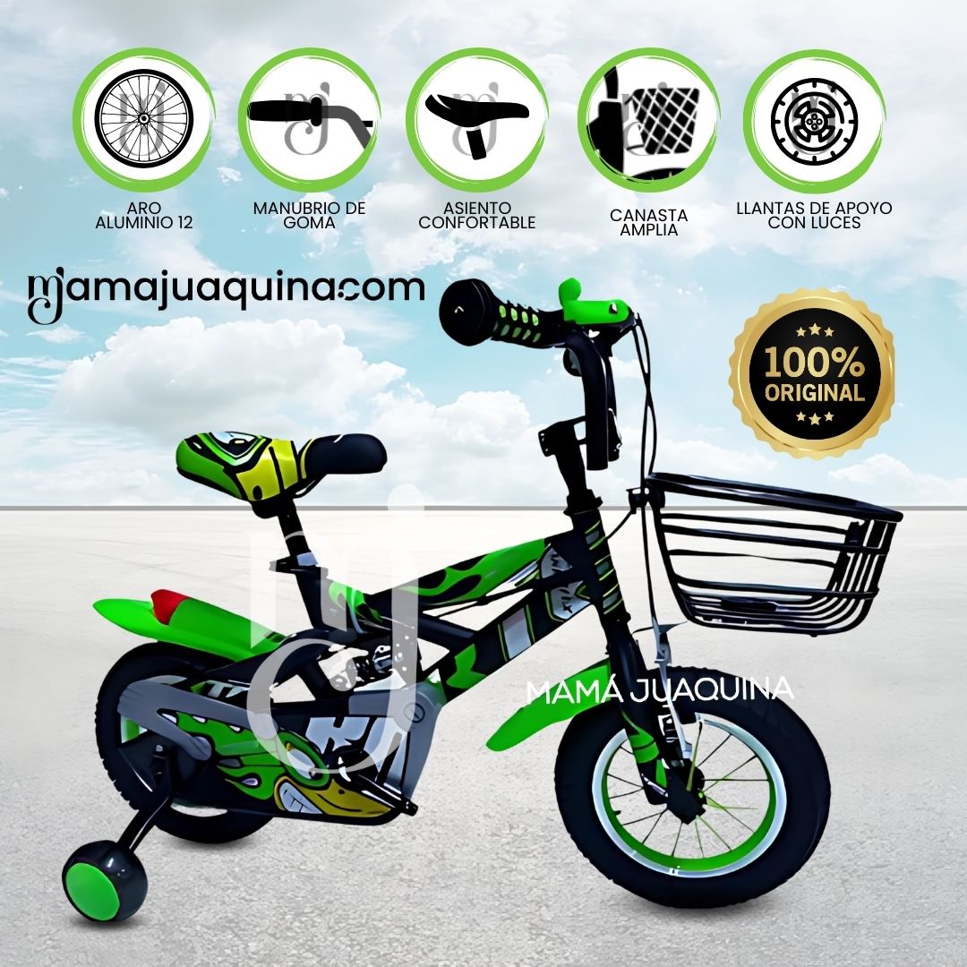 Bicicleta con Canasta Aro 12 «GUNGOR II» Green