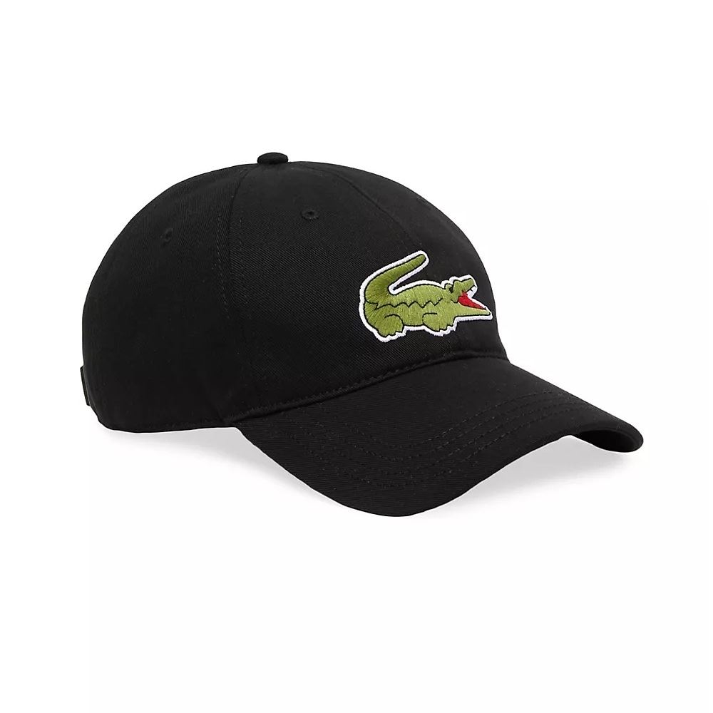 GORRA CON LINEA A CONTRASTE Y COCODRILO AVERSIZED UNISEX COLOR NEGRO
