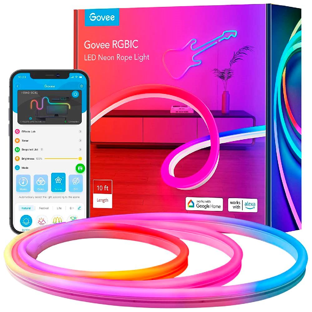 Tira Led Inteligente De Neon Govee Rope 3m Rgbic Alexa Google
