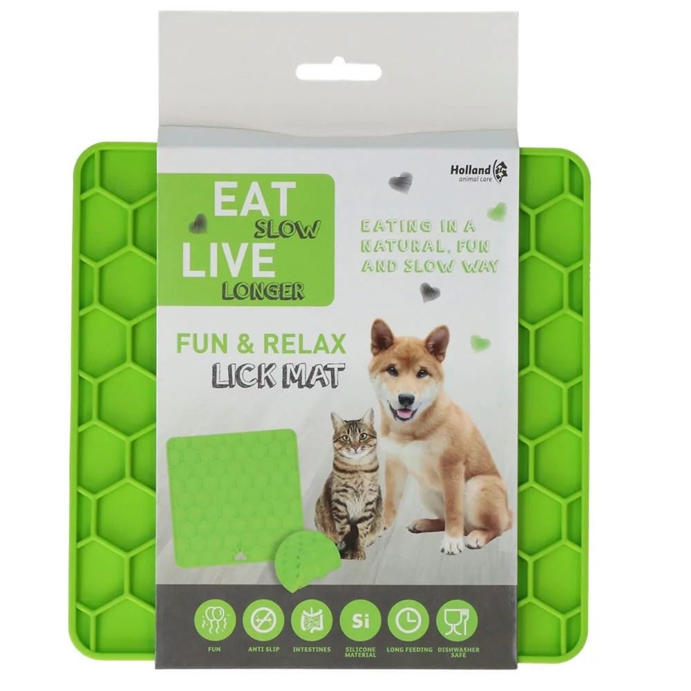 EAT Slow live longer Plato Comedero Antiestres Lick Mat Verde