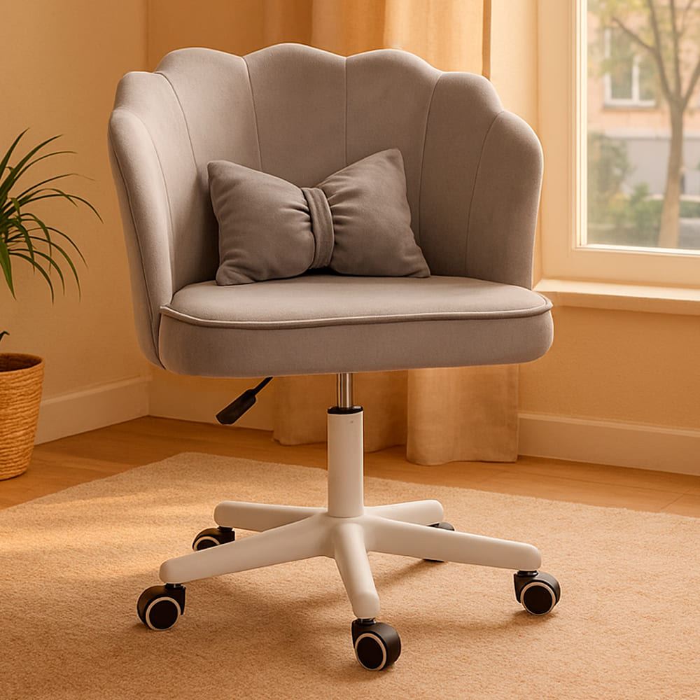 Silla Giratoria de Escritorio Oficina Tocador Q1 Gris Claro Buckingham-Niña
