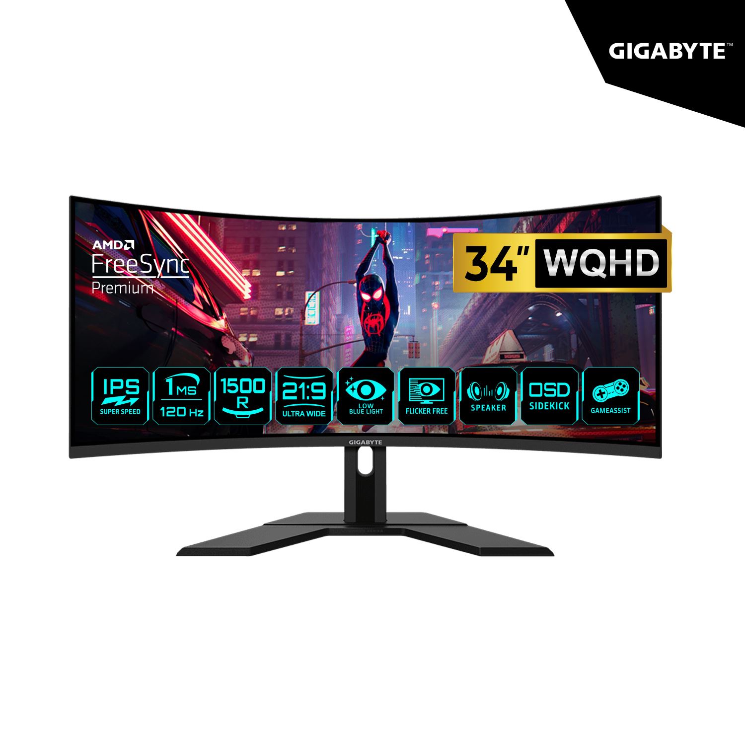 MONITOR GIGABYTE GAMING CURVO GS34WQCA 34 WQHD 3440x1440 120HZ 1MS AMD Freesync Premium