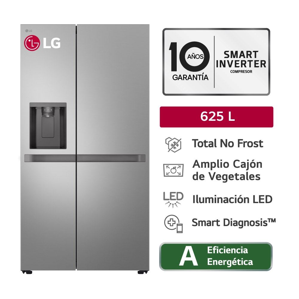 Refrigeradora LG Total No Frost 625 LT GS66SPY Plateado