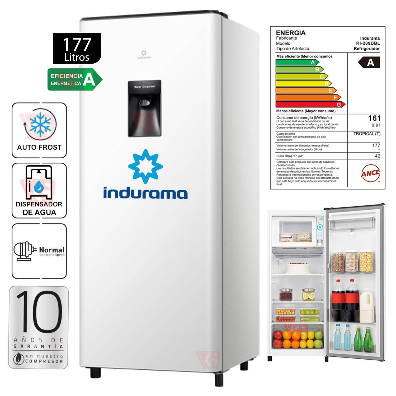 Refrigeradora 177 Lts Top Freezer Indurama RI-289DBL Blanco