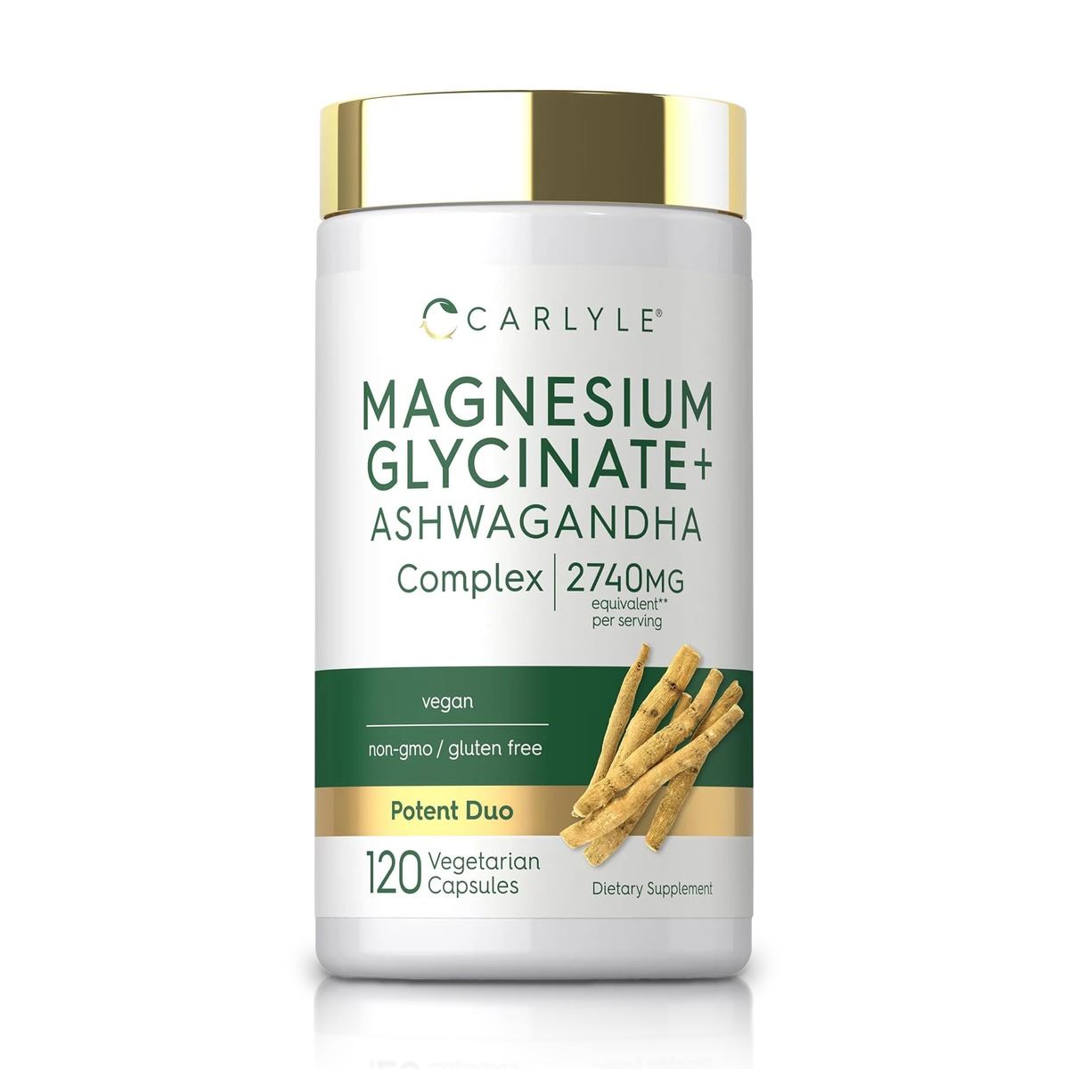 Glicinato de Magnesio 150 mg + Ashwagandha 1500 mg (120 Cápsulas) - Carlyle
