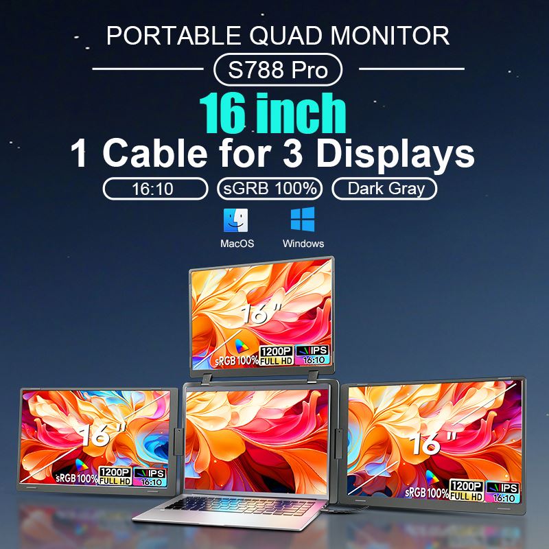 Monitor cuadruple 16 pulgadas s788 pro