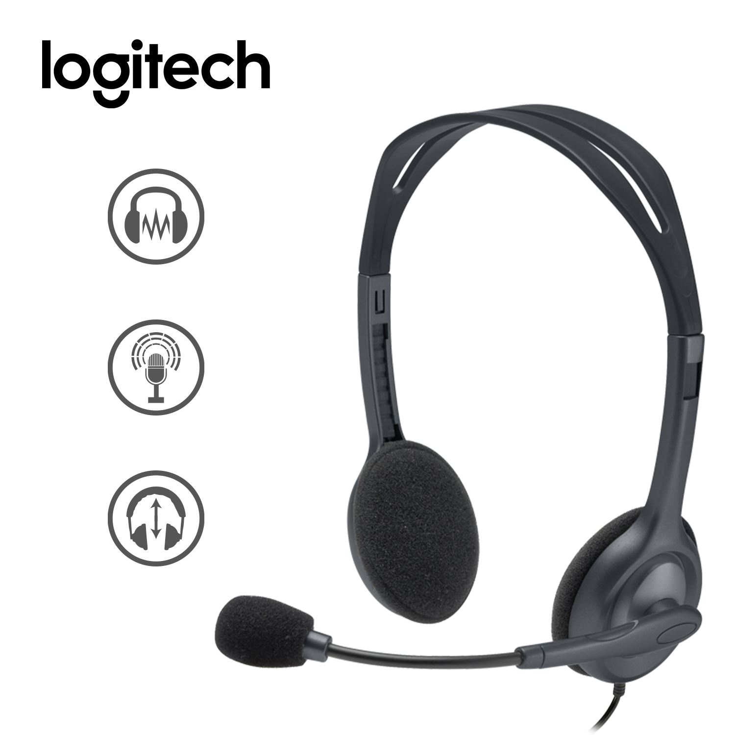Audífonos con Mircrof. Logitech H111 Stereo jack 3.5mm Negro