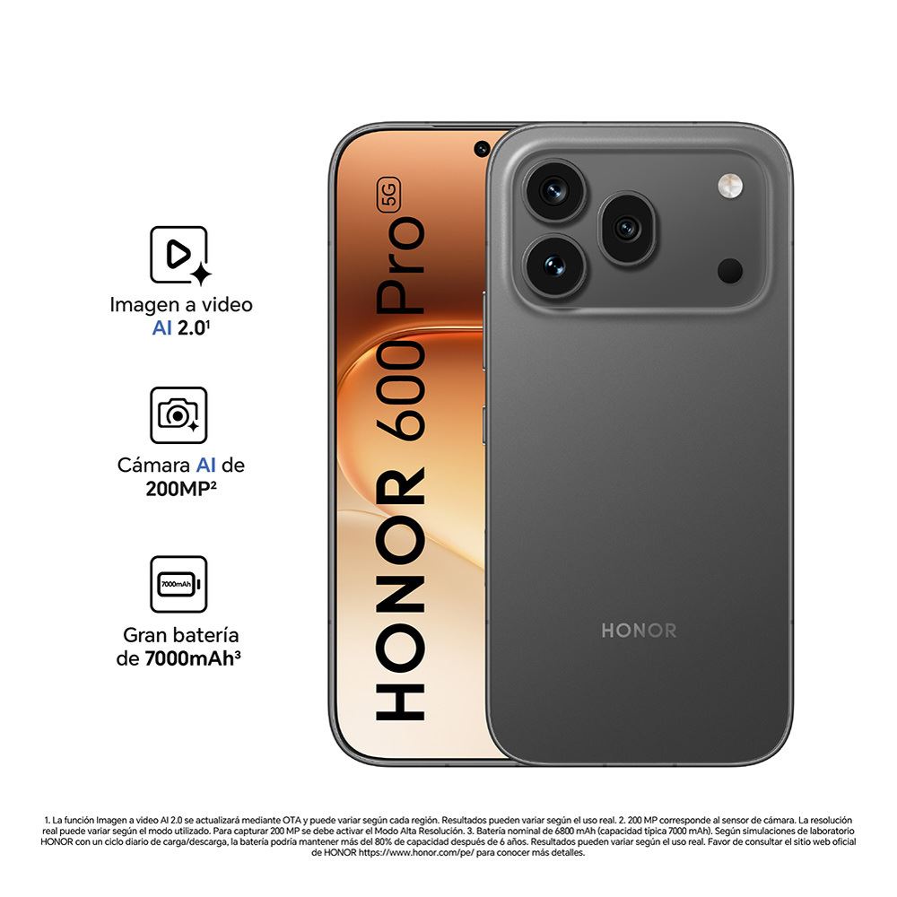 Celular HONOR 600 Pro 12GB+512GB (VKP-NX9) - Negro
