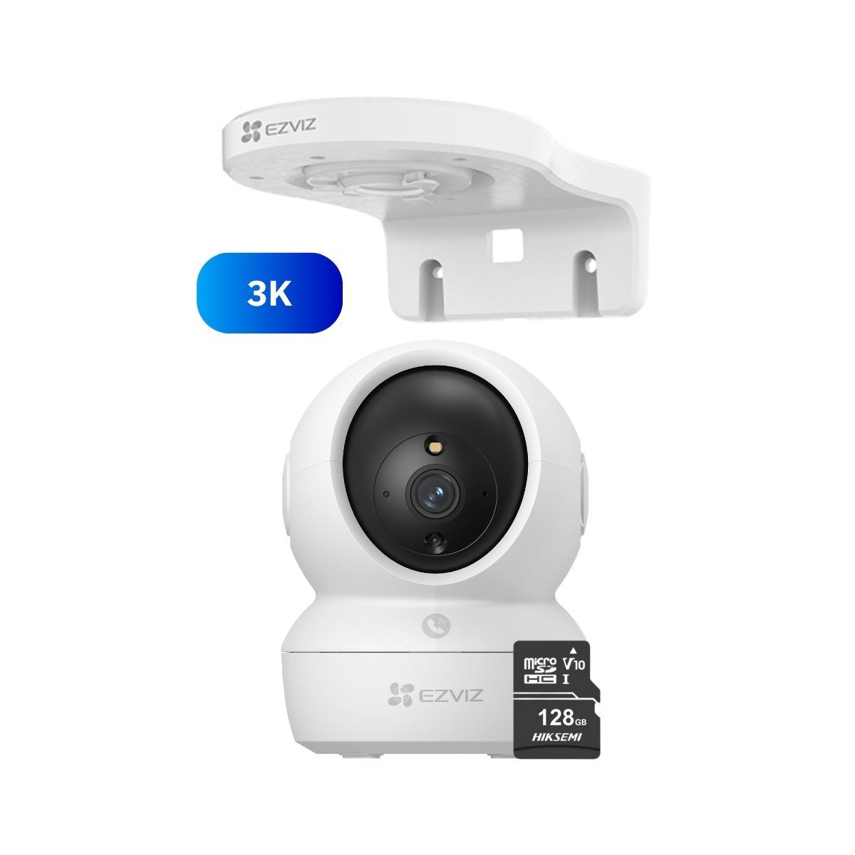 Cámara Inalámbrica Wifi 360º H6C 3K 5MP + Soporte de montaje + Micro SD 128GB - Ezviz