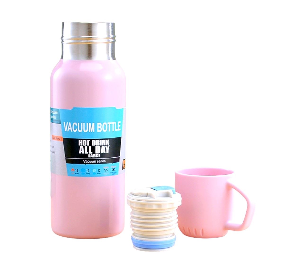 TERMO CON 3 TAZAS CAJA INDIVIDUAL rosa