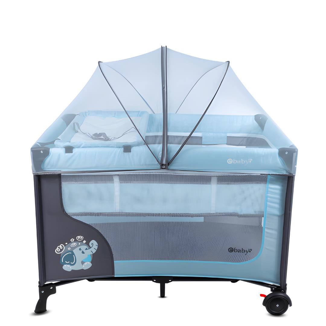 Cuna Corral Premium «HAPPY DREAM» Light Blue con Colchón
