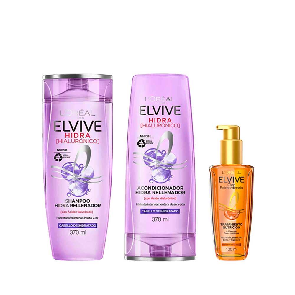 Pack Elvive Hialurónico: Shampoo + Acondicionador + Óleo