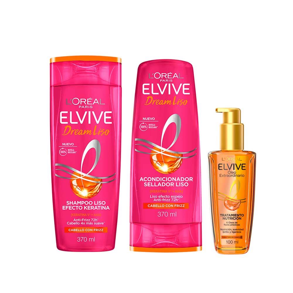 Pack Elvive Dream Liso: Shampoo + Acondicionador + Óleo