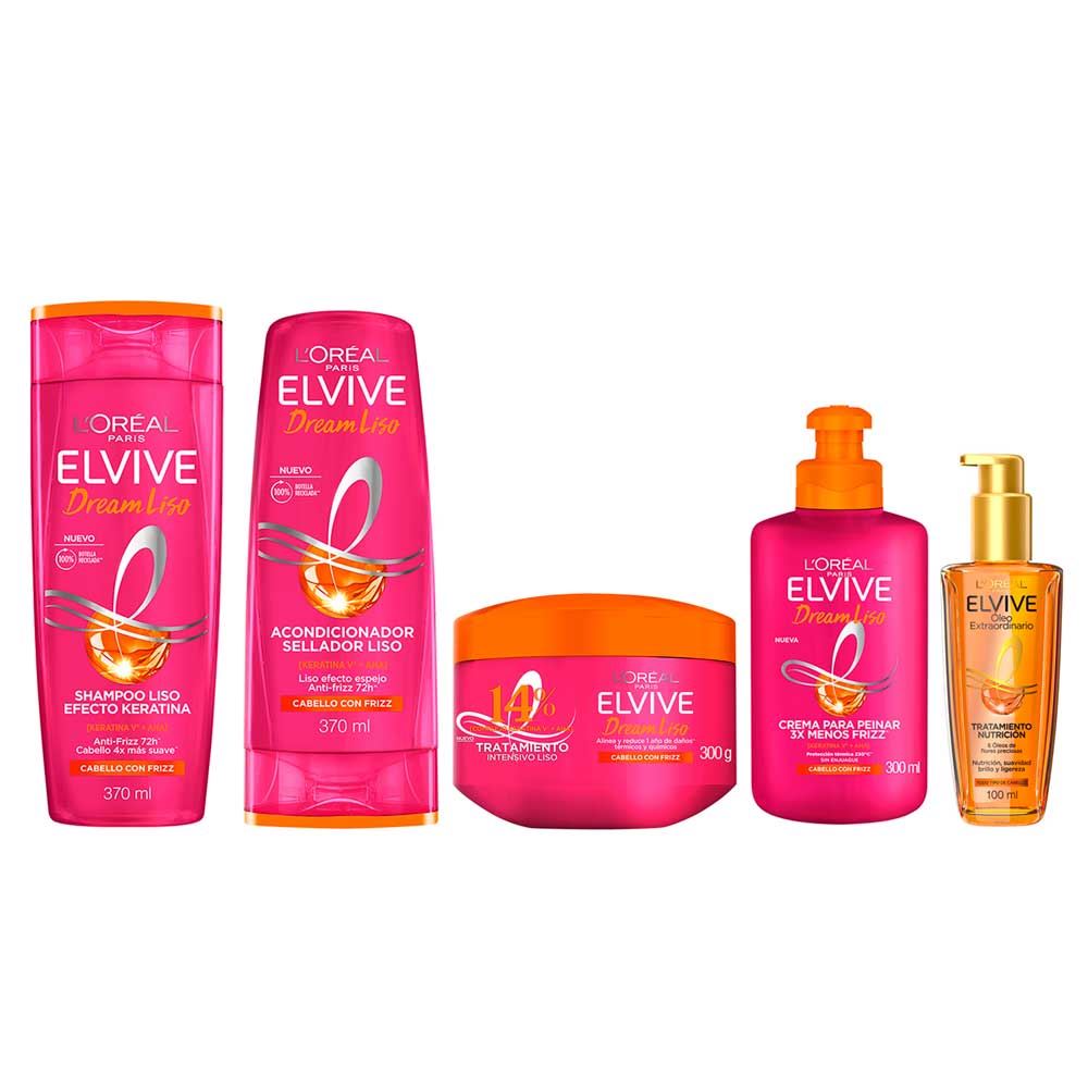 Pack Elvive Dream Liso: Shampoo + Aco + CTT + CPP + Óleo
