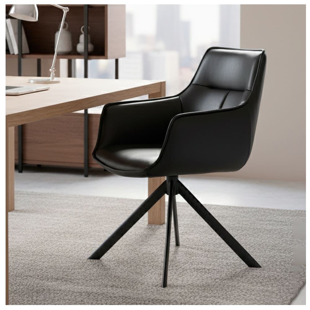 Butaca Cuero Giratoria 360° Buckingham Harland Negro