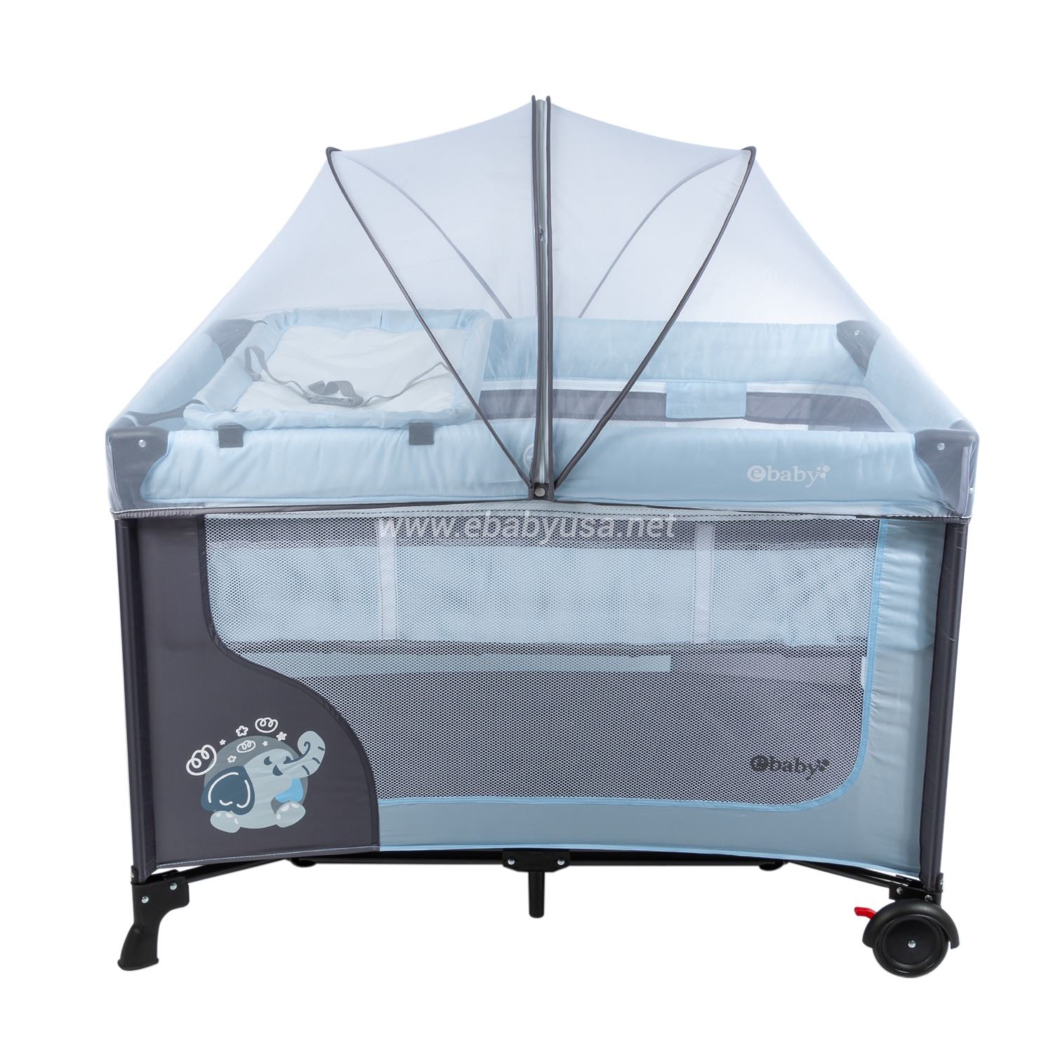 Cuna Corral Ebaby con Cambiador Happy Dream Celeste