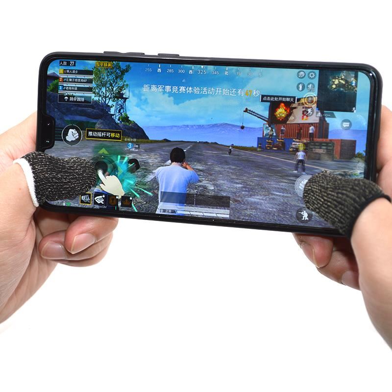 Funda de Dedo Antideslizante para Gaming Móvil - Negro (Par)