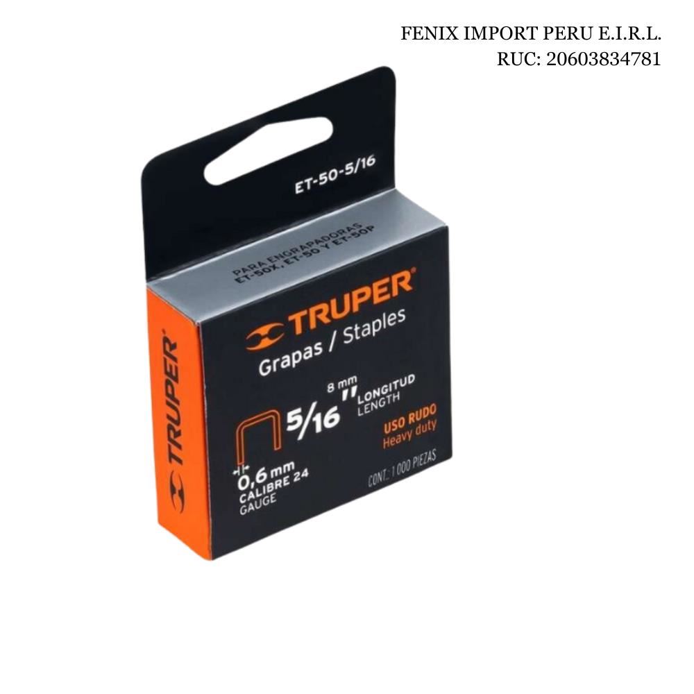 Grapas 5/16 para Tapizar con Engrapadora ET-50 1000 Piezas - Truper 17966