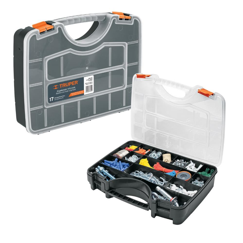 Organizador plastico reforzado de 17” con 17 compartimentos Truper ORG-17X