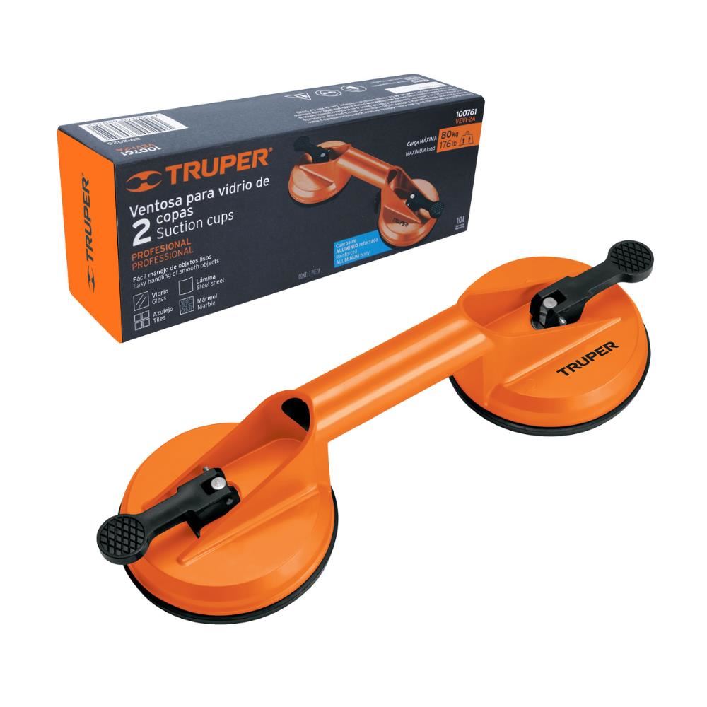 Ventosa de aluminio para vidrio 2 copas Truper VEVI-2A