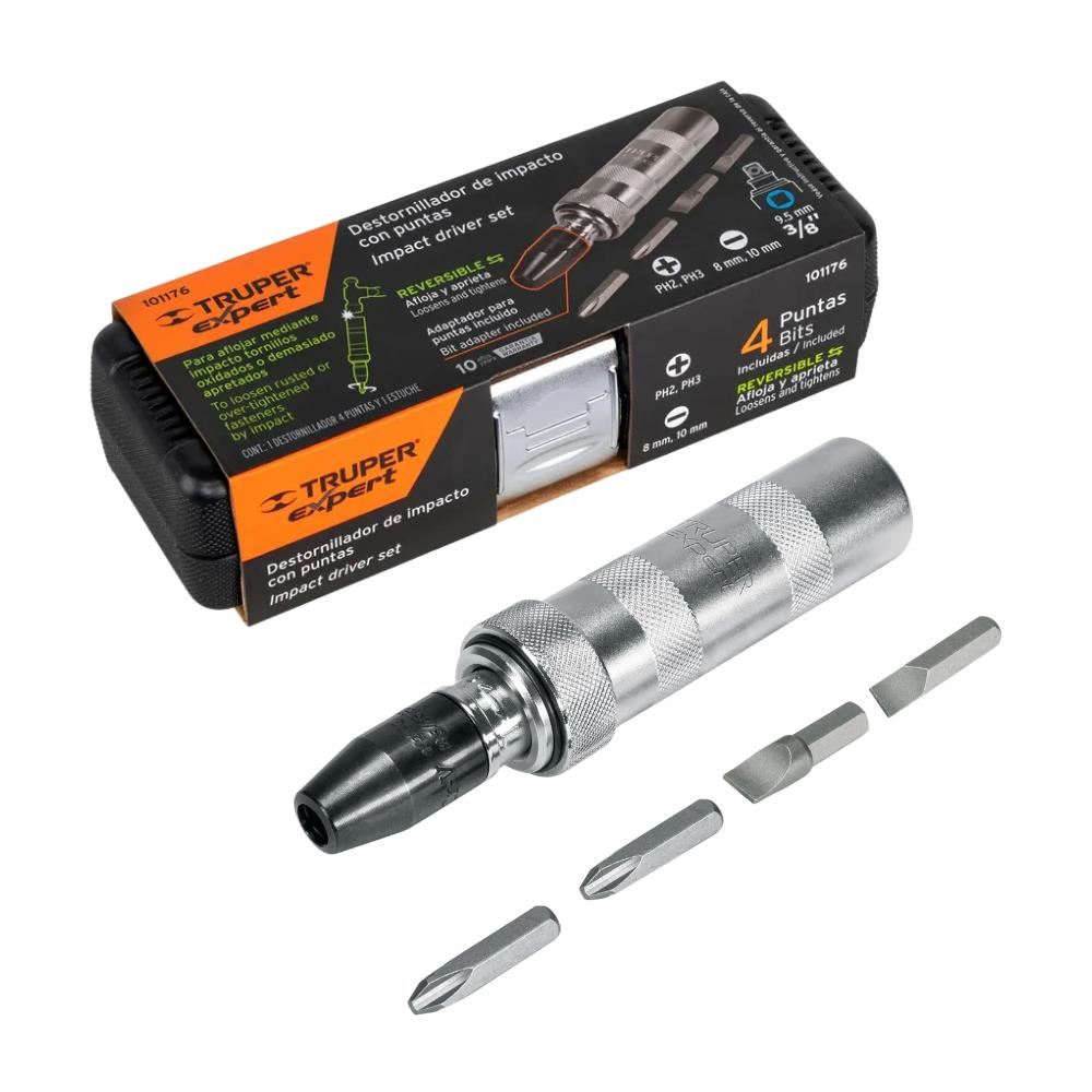 Desarmador de impacto 3/8" con 4 puntas Expert DIMP-3/8X