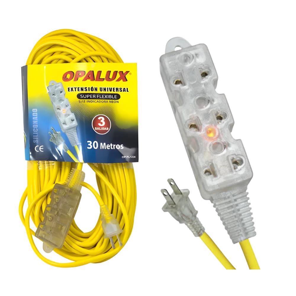 Extension Universal Siliconada de 30 Metros 3 Tomas Opalux Op-FL1230
