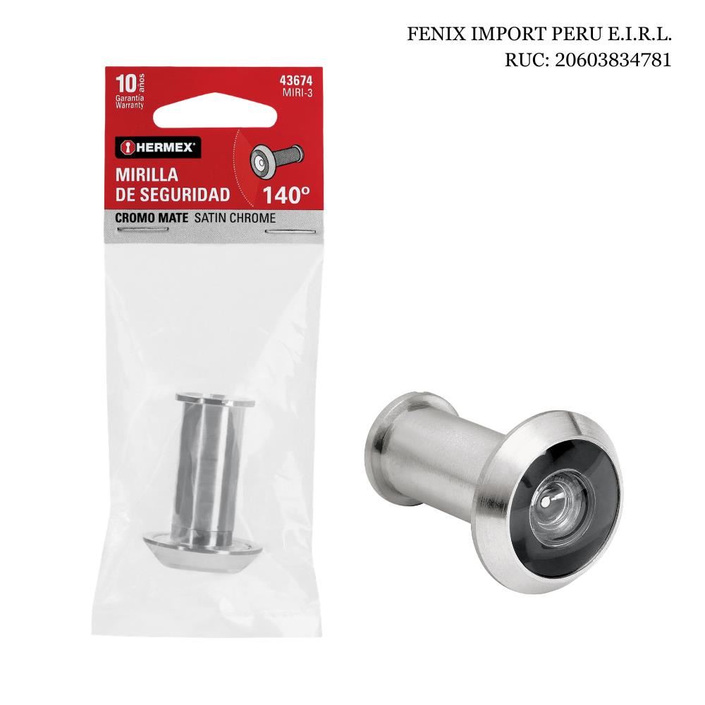 Mirilla Visor de Seguridad con Acabado de Cromo Para Puerta 180° 30 mm Hermex MIRI-3
