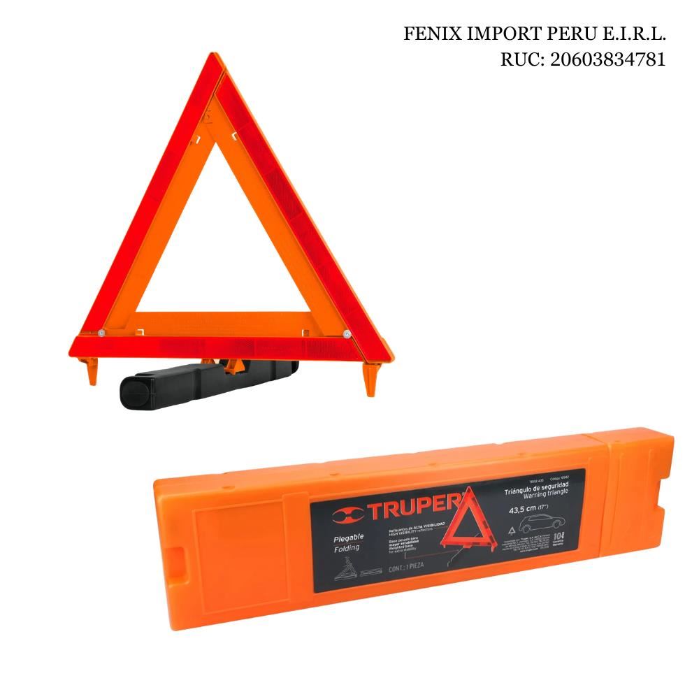Triangulo Reflectivo de Seguridad Plegable 17” 44 cm con Estuche Plastico para Emergencia Vehiculares Truper TRISE-435