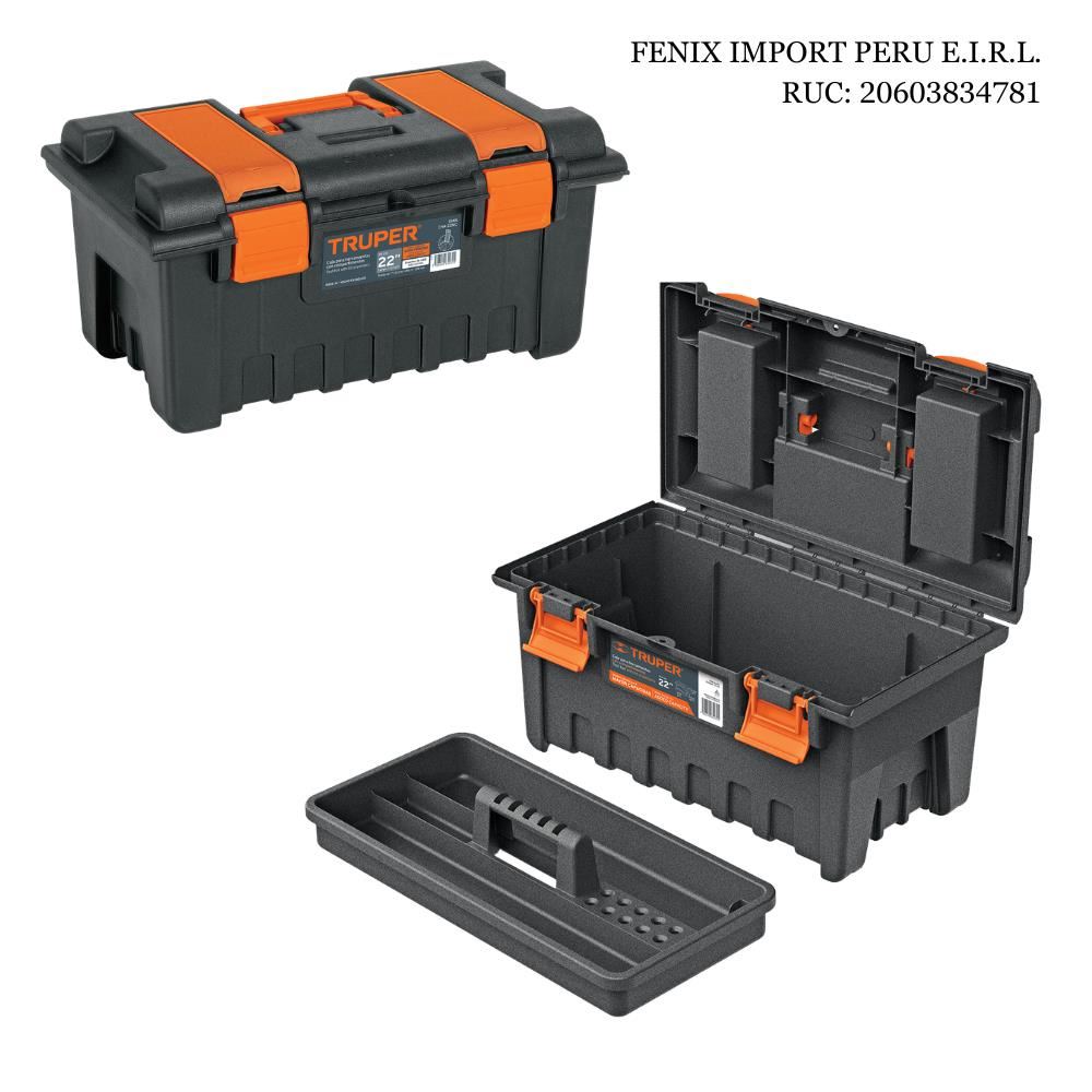 Caja Organizadora para Herramientas 22” con Compartimentos Superior Alta Resistencia para Uso Profesional Truper CHA-22NC