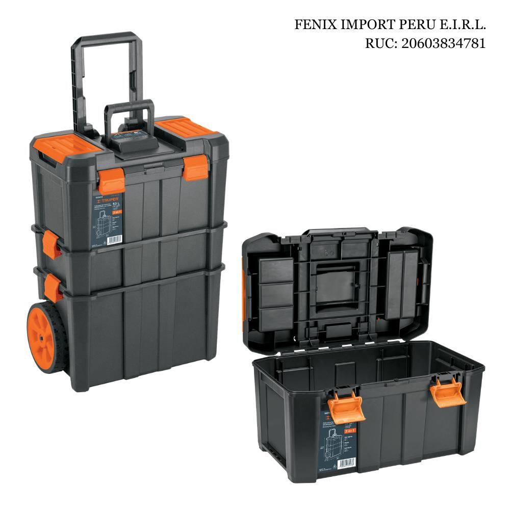 Caja Organizadora para Herramientas 3 en 1 Desmontable con Ruedas Truper CHP-1925R