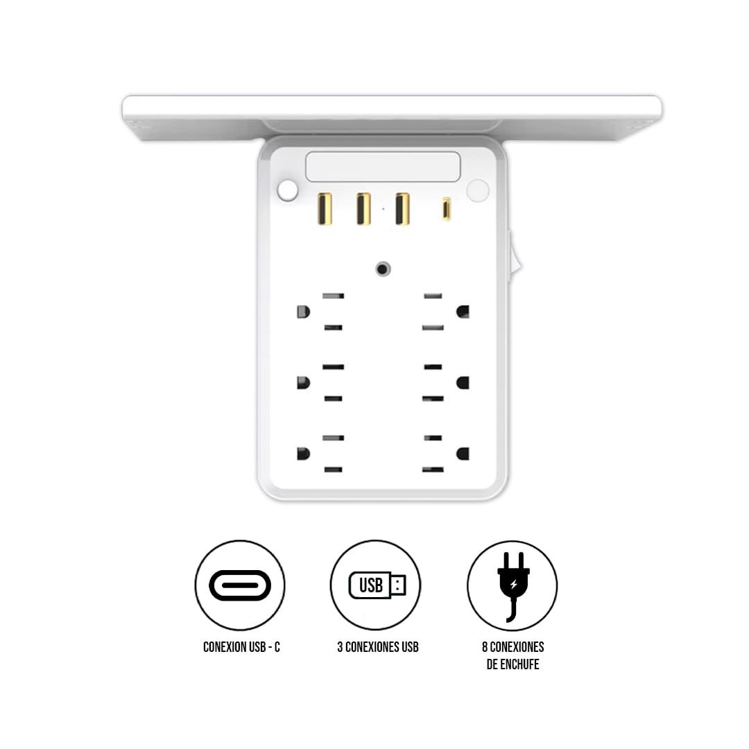 Multipuerto Soporte 15A USB Tipo C HHT106 Blanco