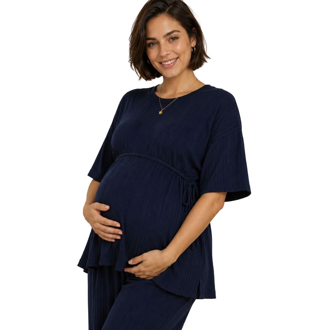 Buzo Maternidad / Embarazada de Hilo Manga Corta + Pantalón de Embarazada