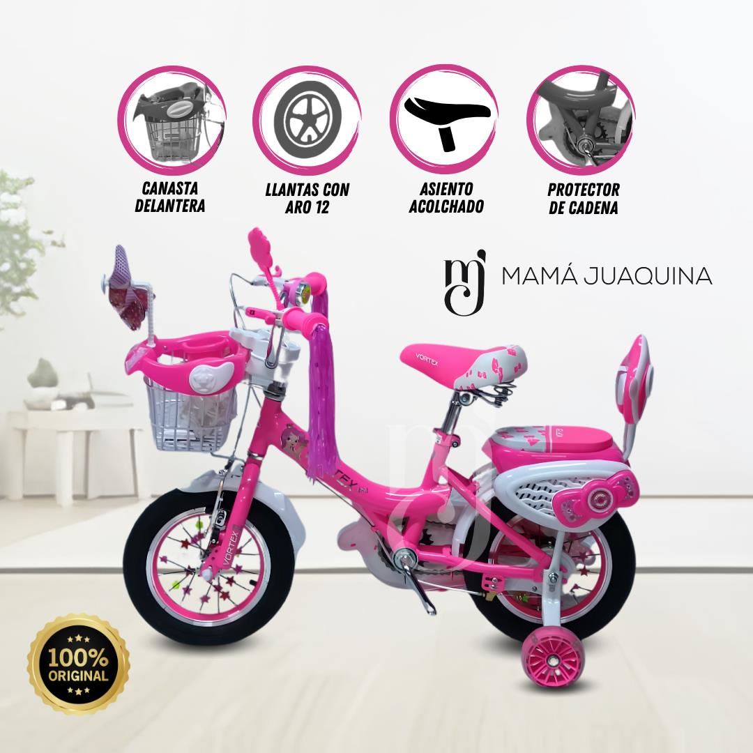 Bicicleta para Niñas Aro 12 «HI LIRY II» con Canasta Rosa Oscuro