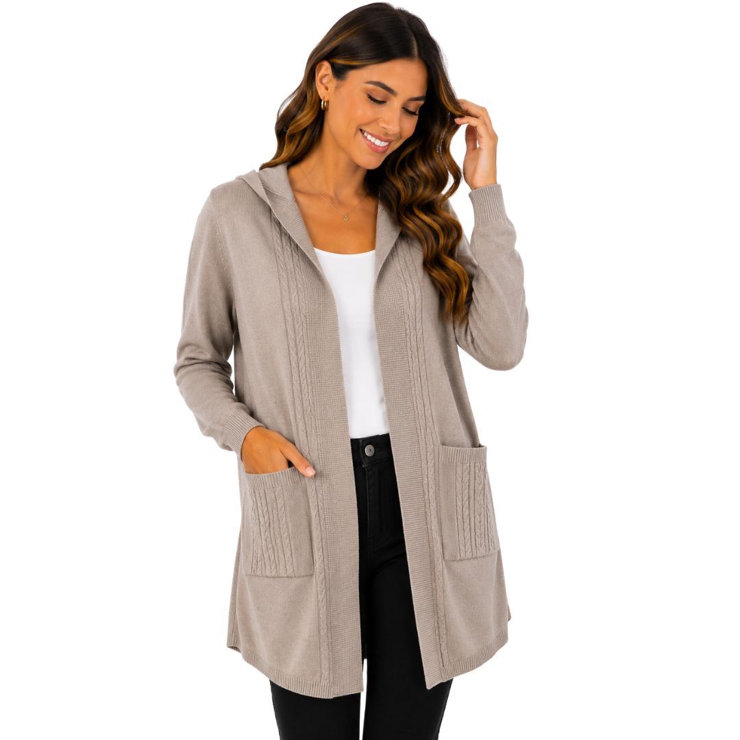 Cardigan con capucha / chompa de hilo cashmere