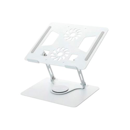 Soporte de Metal S&T para laptop 11-17” Gira 360° Ventiladores Dobles HL906F-S Blanco