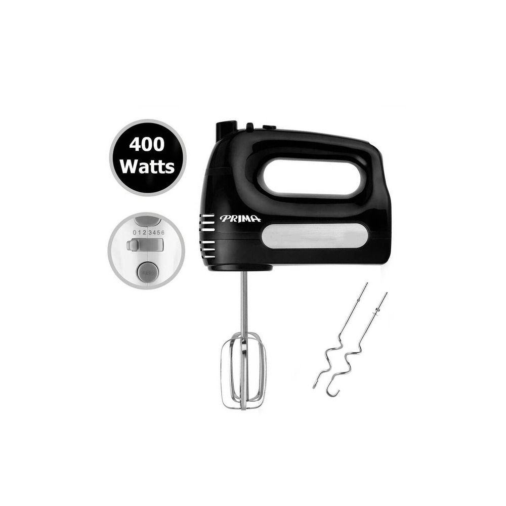 Batidora de Mano Prima HM9105E-GSN 400 Watts 6 Velocidades Negro