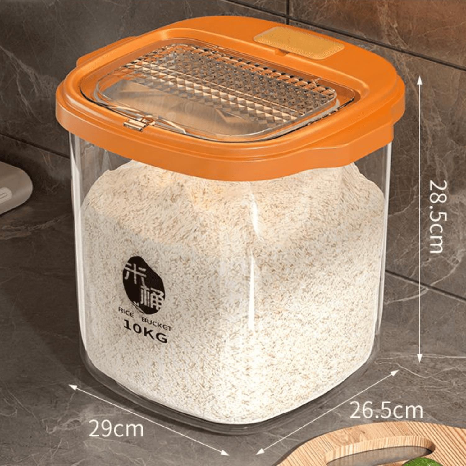 CONTENEDOR HERMÉTICO DE 10 KILOS A PRUEBA DE HUMEDAD COLOR NARANJA