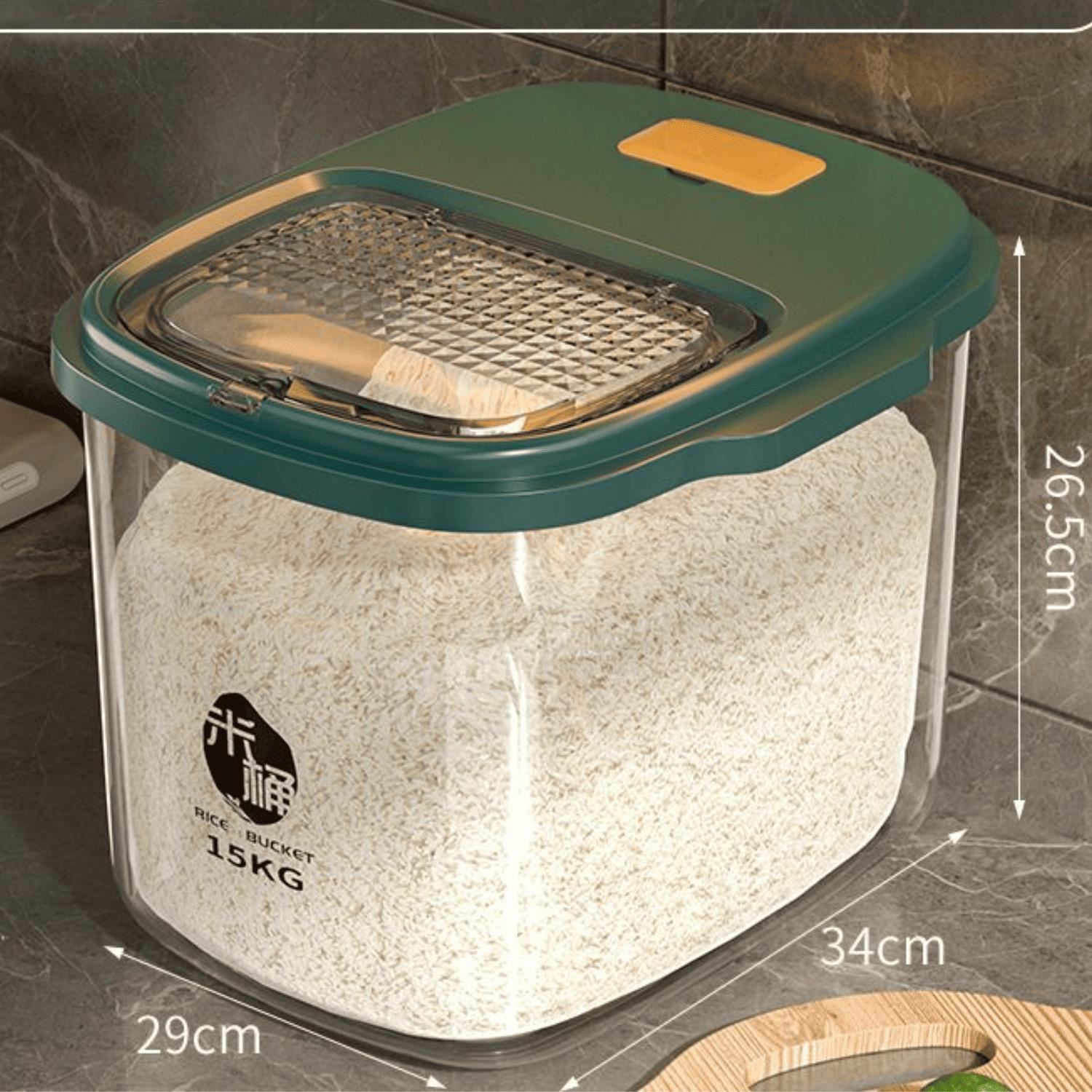 CONTENEDOR HERMÉTICO DE 15 KILOS A PRUEBA DE HUMEDAD COLOR VERDE