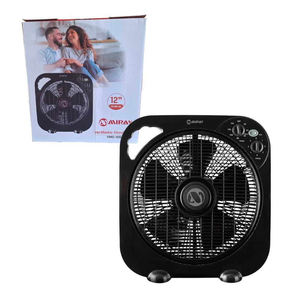 Ventilador Cuadrado Circulador 50W 3 Velocidades 12" Miray VMC-1052 NEGRO