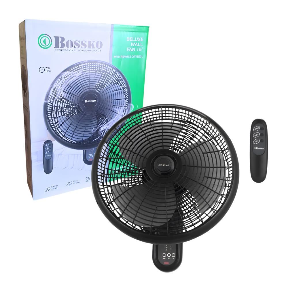 Ventilador para Pared de 80W con Control Remoto 3 Velocidades Temporizador BK-8210PD Bossko