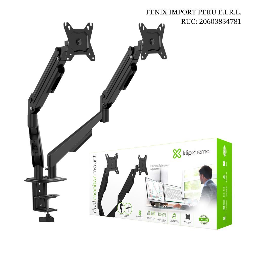 Soporte Dual Articulado para Monitores 13"–32" Acero Klip Xtreme - KMM-410