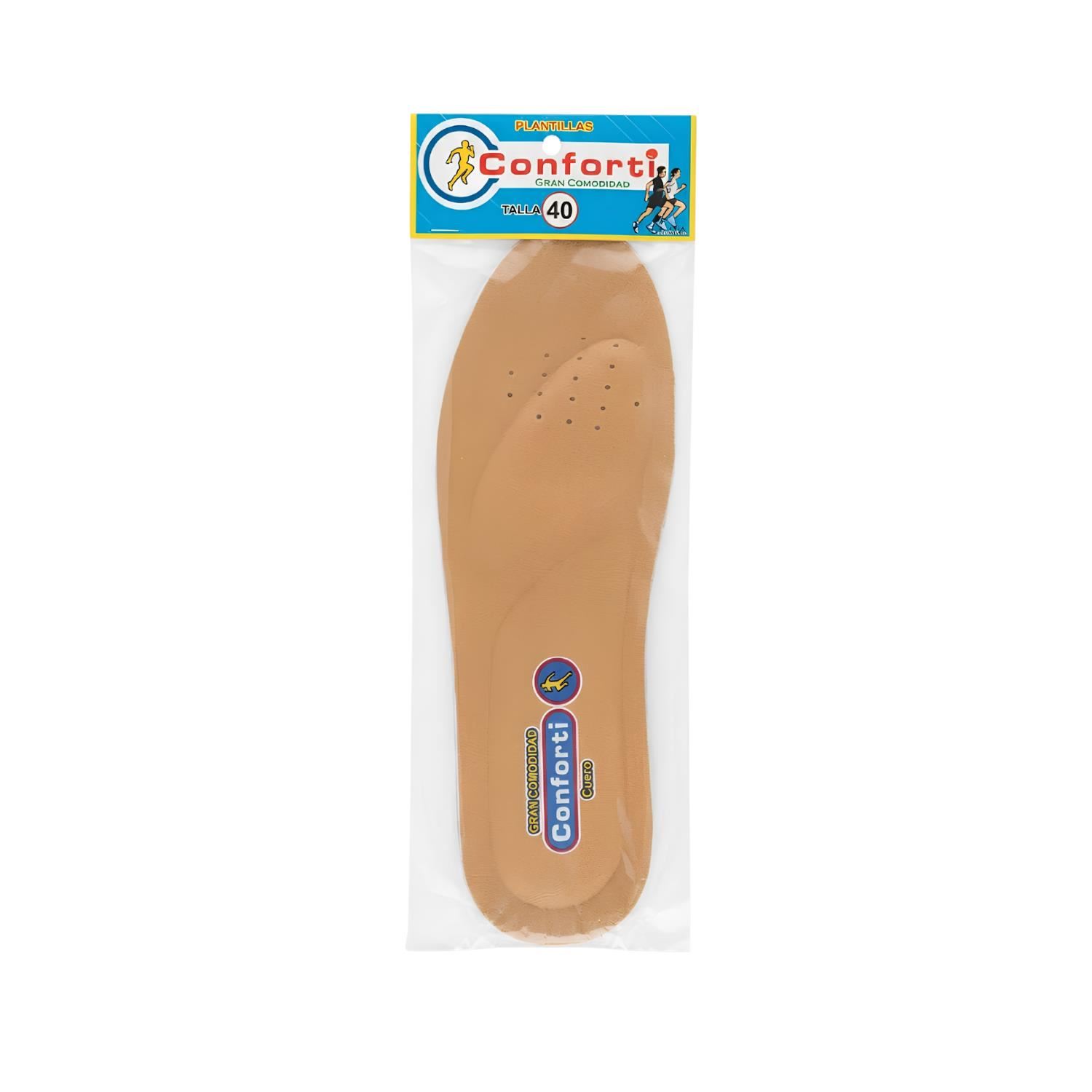 Plantillas para Zapatos Zapatillas Calzado con Amortiguacion Diseño Ergonomico CONFORTI Cuero Talla 40