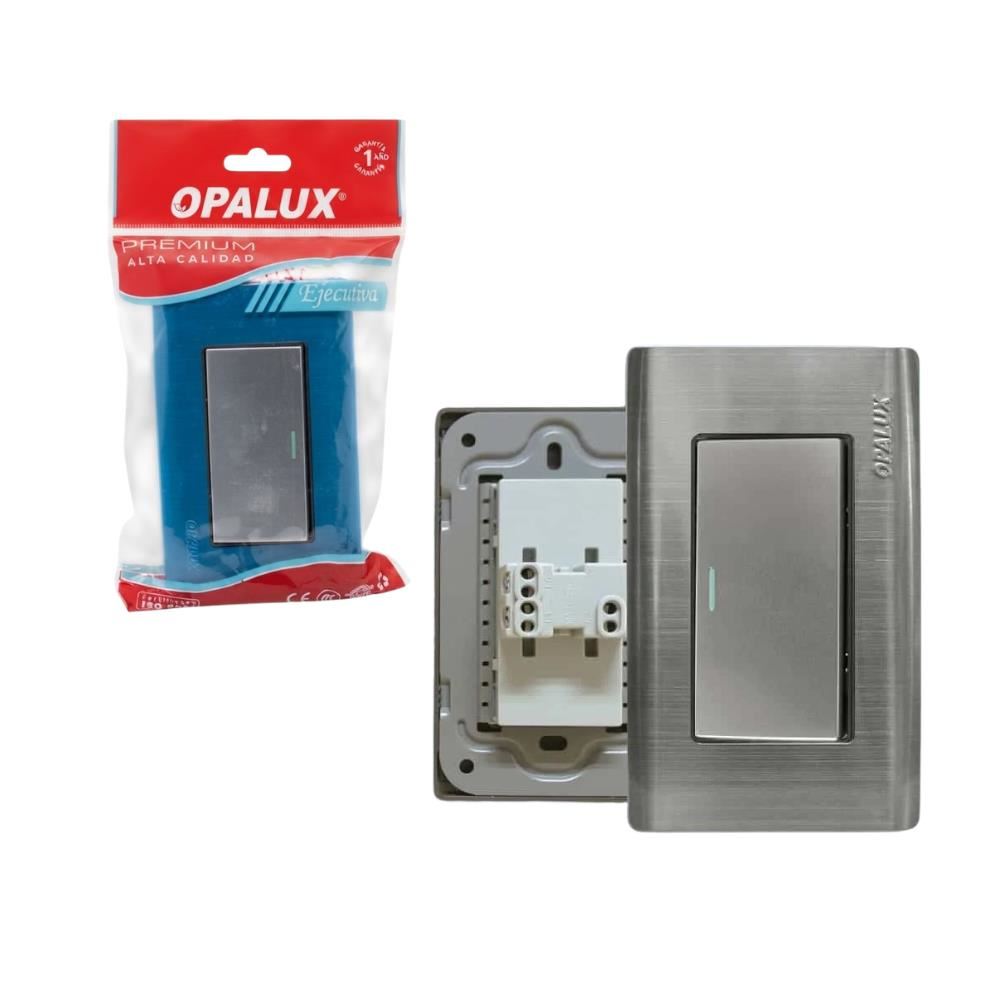 Interruptor Metalico Simple Conmutador Linea Ejecutiva con Dado de 7 cm 10A 127-250V AC para Instalaciones Eléctricas Residenciales y Comerciales OPALUX OP-011-3