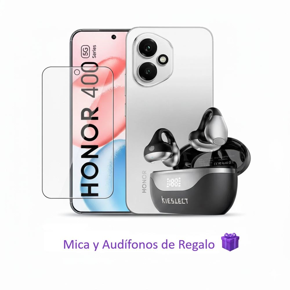 Honor 400 5G 12Gb Ram / 512Gb Rom Plata Meteoro + kieslect earbuds open y Mica Hidrogel