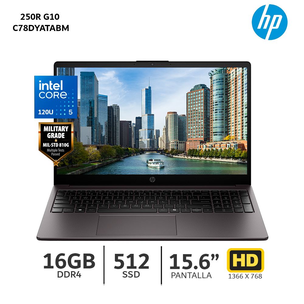 Laptop HP 250R G10 Core 5-120U / 16GB RAM / 512GB SSD / 15.6” HD – C78DYAT#ABM