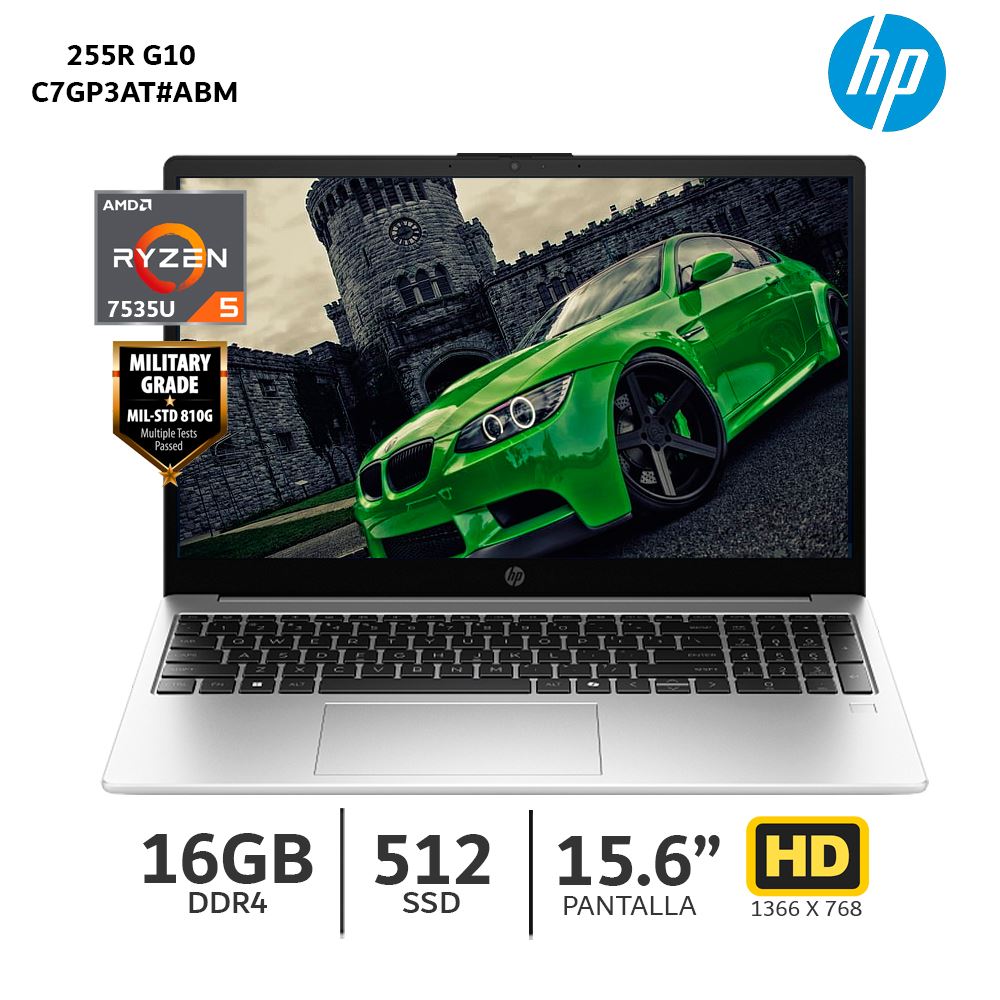 Laptop HP 255R G10 Ryzen 5 7535U/ 16GBb Ram/ 512Gb SSD/ 15.6” HD–C7GP3AT