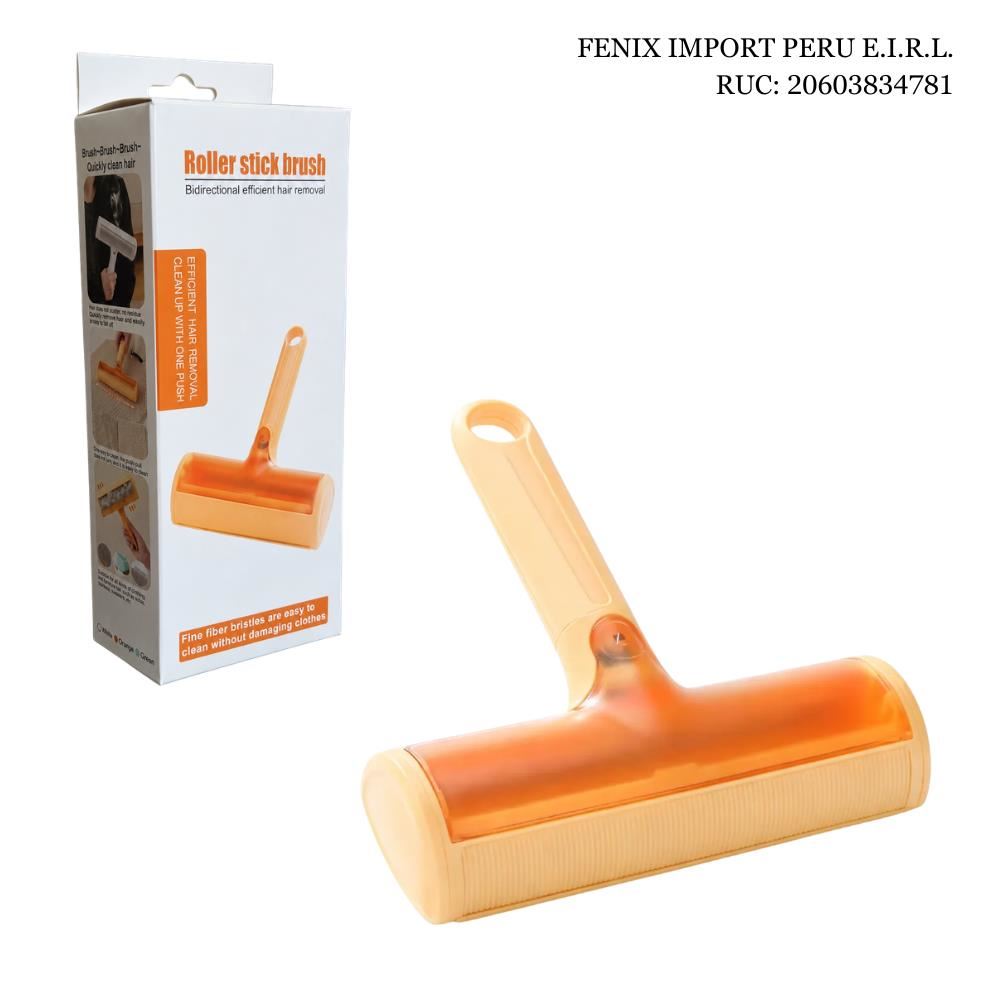 Rodillo Removedor Quita Pelusa Reutilizable de Doble Sentido Para Ropa, Muebles, Alfombras, Auto, Mascotas con Deposito Naranja