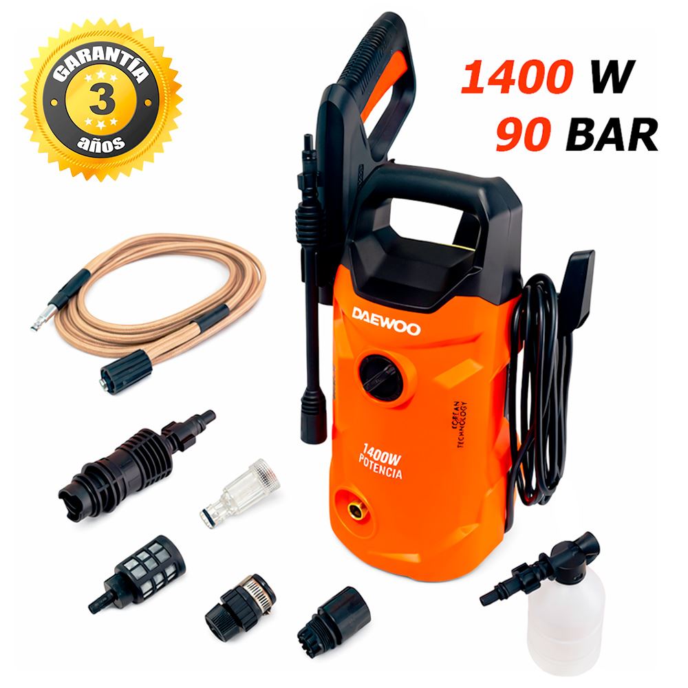 Hidrolavadora de Alta Presión 1400W Daewoo DAX1400 90 Bar Compacto