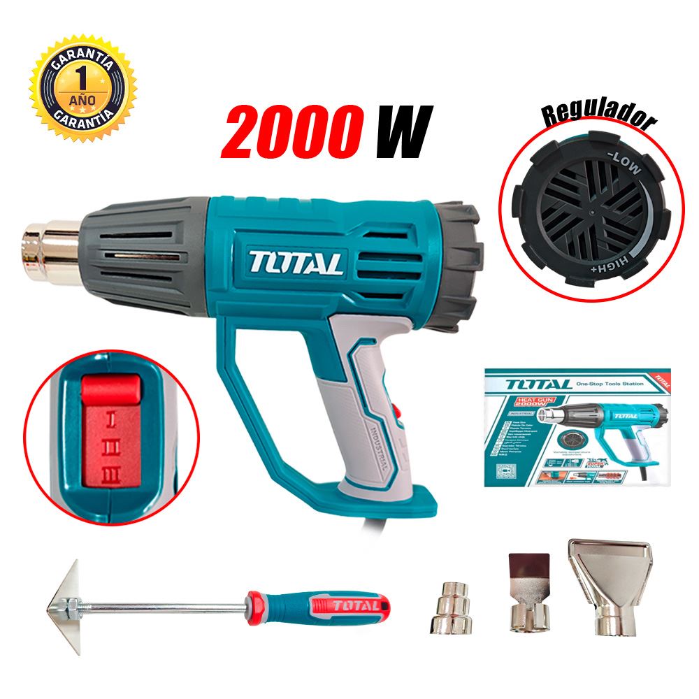 Pistola de Calor Aire Caliente Industrial Total TB20045 50-550°C 2000W Temperatura Variable Dobla Tubos
