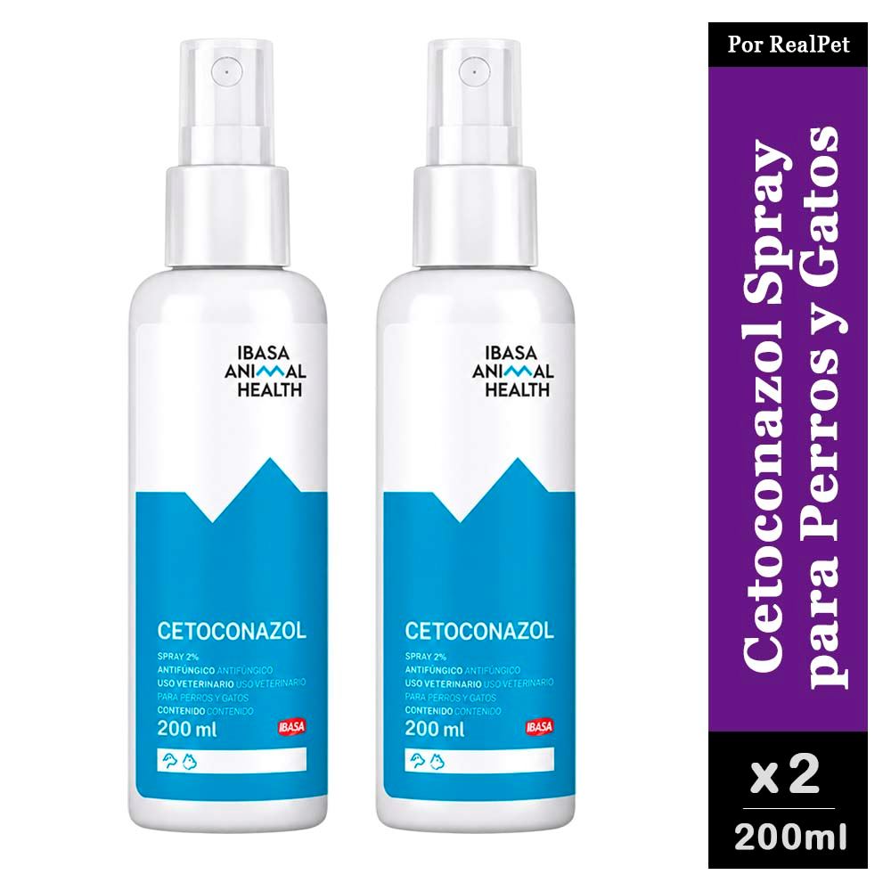 Pack x 2 Cetoconazol Spray 2% Ibasa Antifúngico Perros y Gatos 200Ml